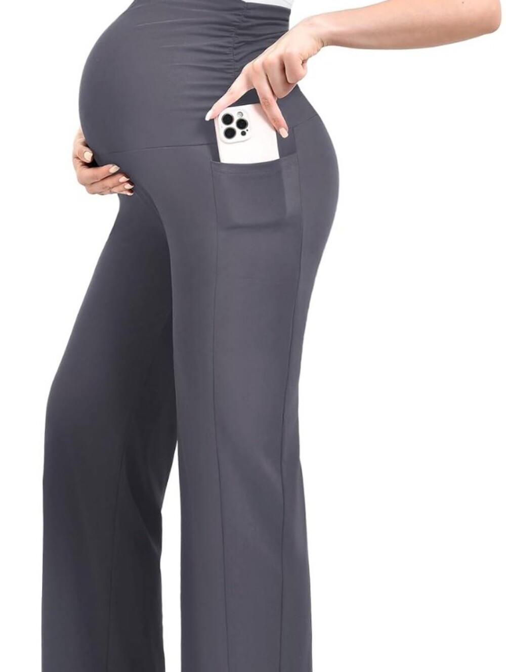 Maternity Wide Leg Lounge Pants Pockets Over Belly Yoga Athleisure Comfort